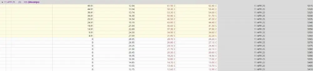 cadena de opciones 0DTE
